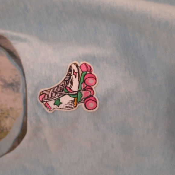 J. Crew light blue Y2K halter like new condition,  bra roller skate patch - Picture 2 of 6